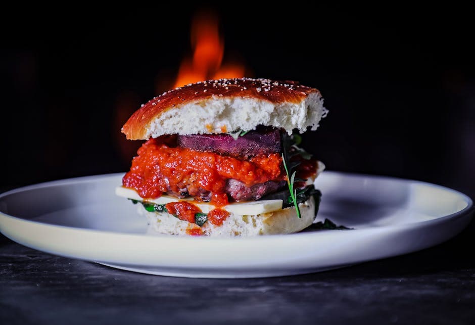 Panini med spicy black bean-burger