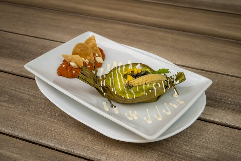 Grønn mais-tamale med ost og chili