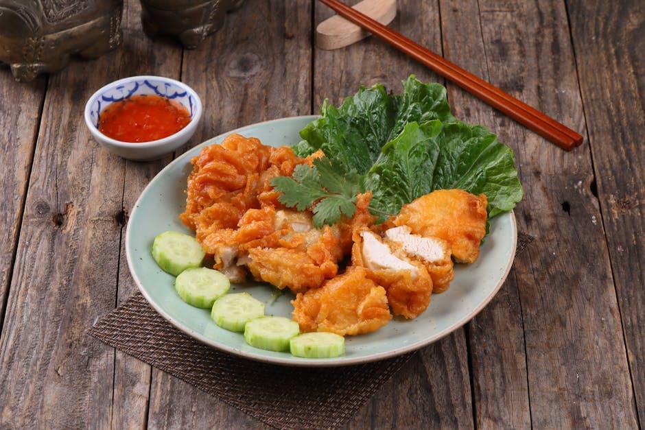 Sprøstekt steinbit med asiatisk saus og grønnsaksnudler