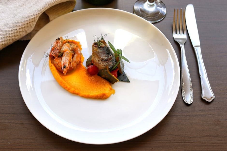 Reker med pastinakkpuré og syltede grønnsaker