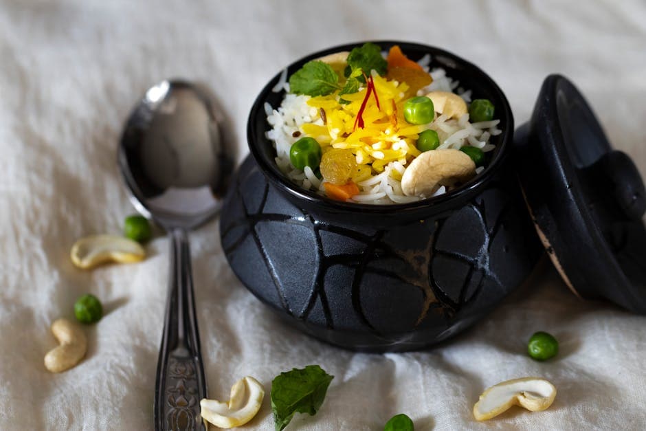 Enkel Biryani med grønnsaker og cashewnøtter