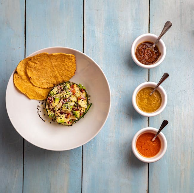 Krydret tunfisktartar på pappadam