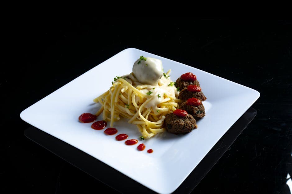 Spaghetti med tunfiskboller i pestokrem