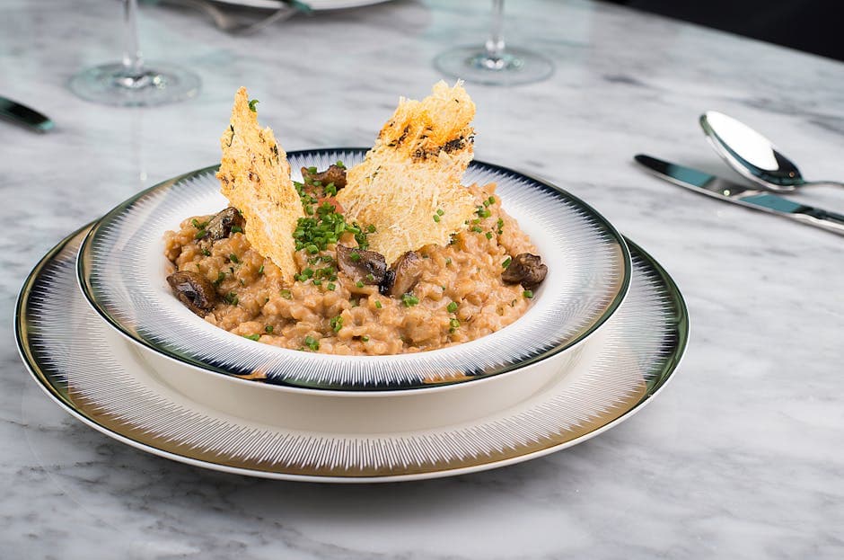 Sprø risotto-kaker med ostekrem