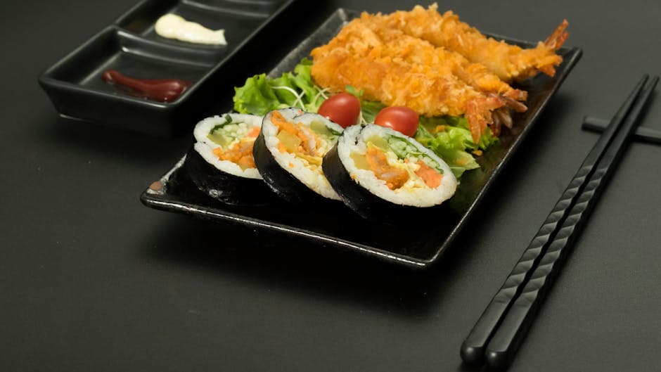 Tempura-reker maki-rull med sambal aioli