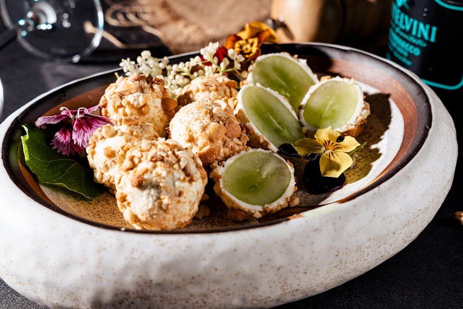 Druer fylt med chèvre og pistasj