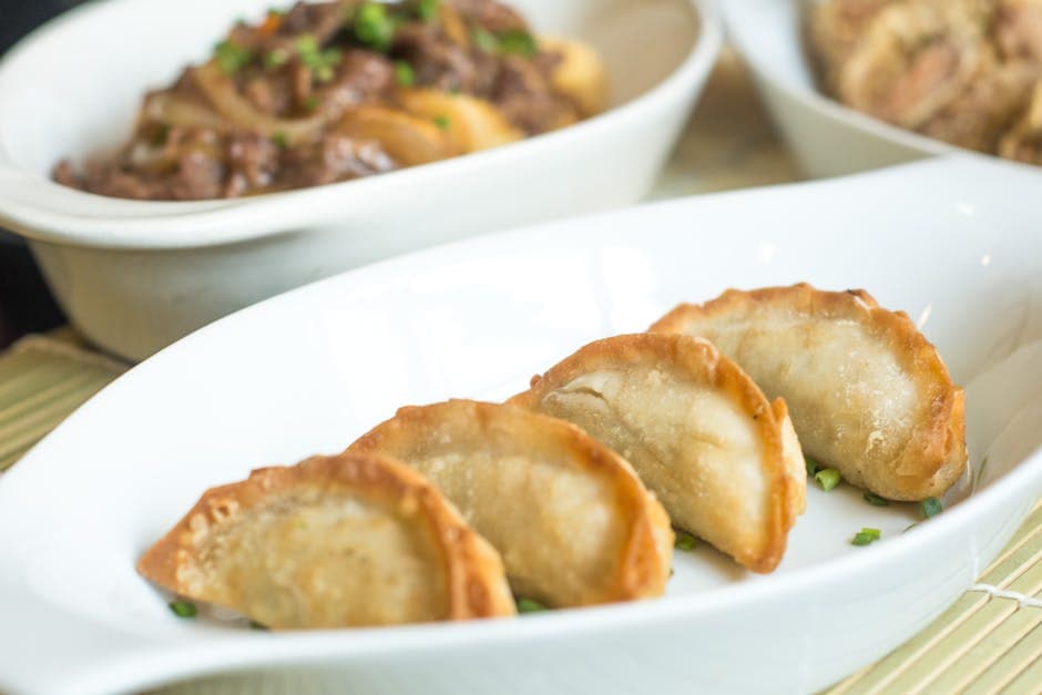Koreanske mandu-dumplings med kjøttfyll