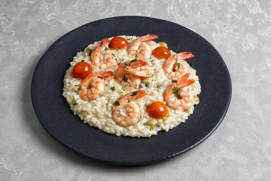 Kremet risotto med reker og ruccolapesto
