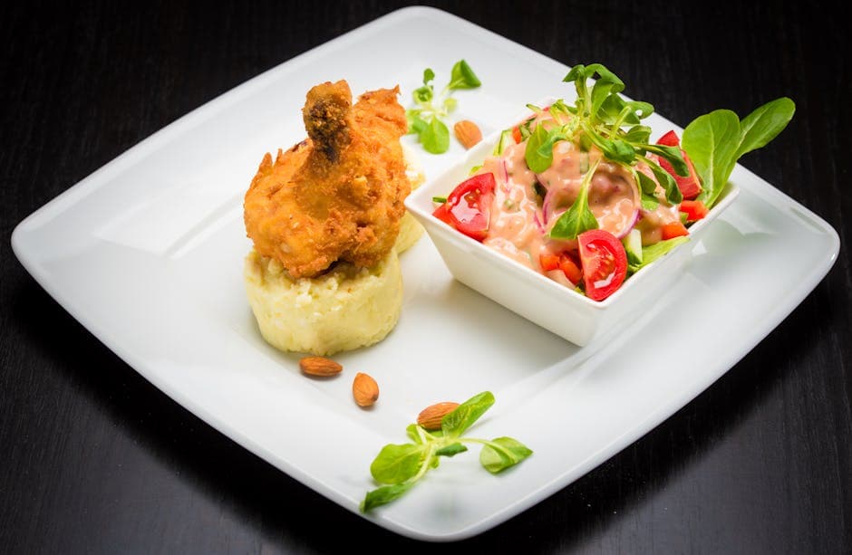 Sprø vaktel med potetpuré og honning-srirachasaus