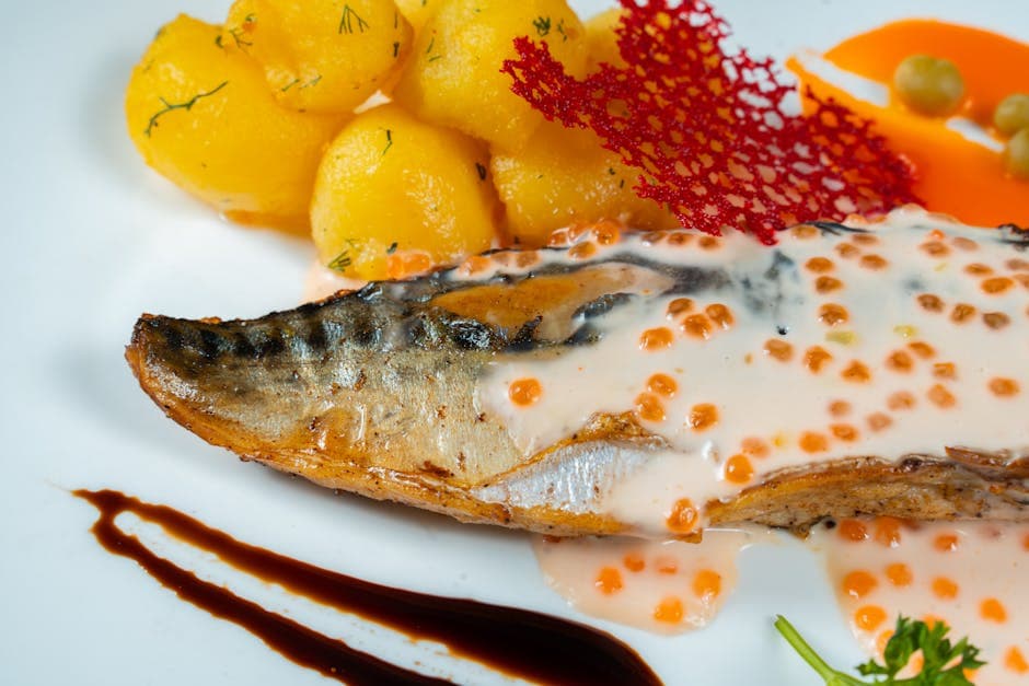 Pompanofilet med flygefiskrogn og ingefærsaus