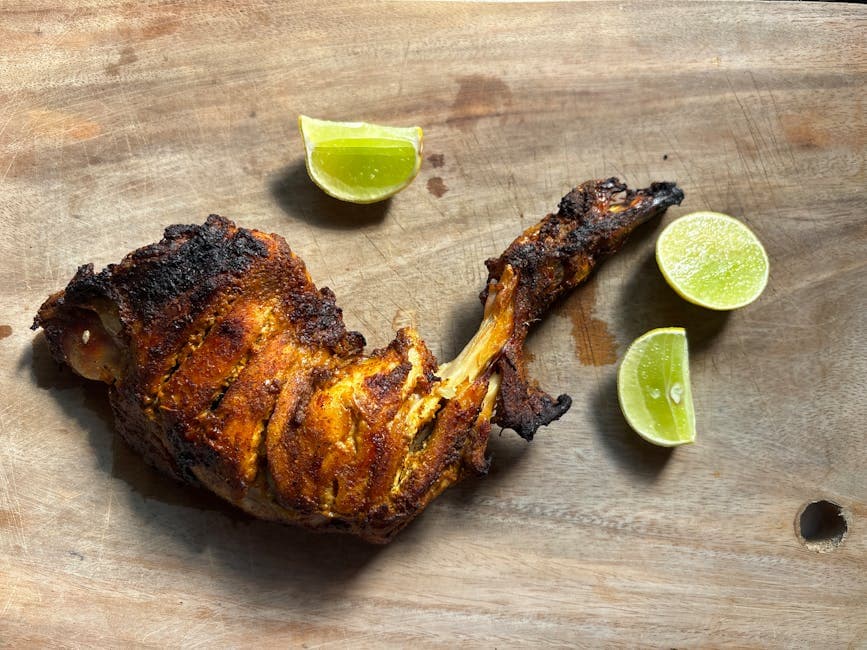 Spatchcocked kylling med lime-ingefærmarinade