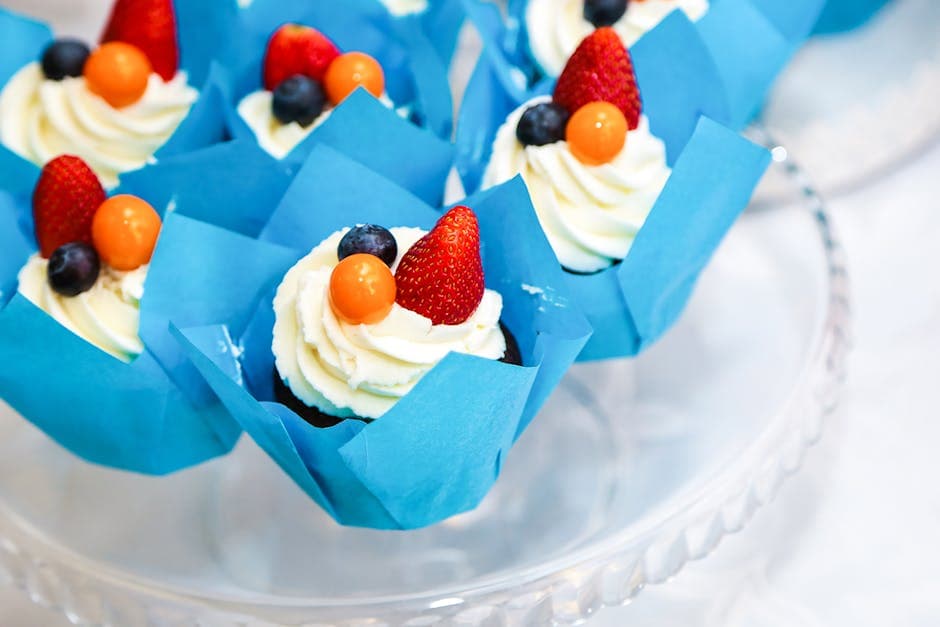 Fargerik mini cupcake-buffet