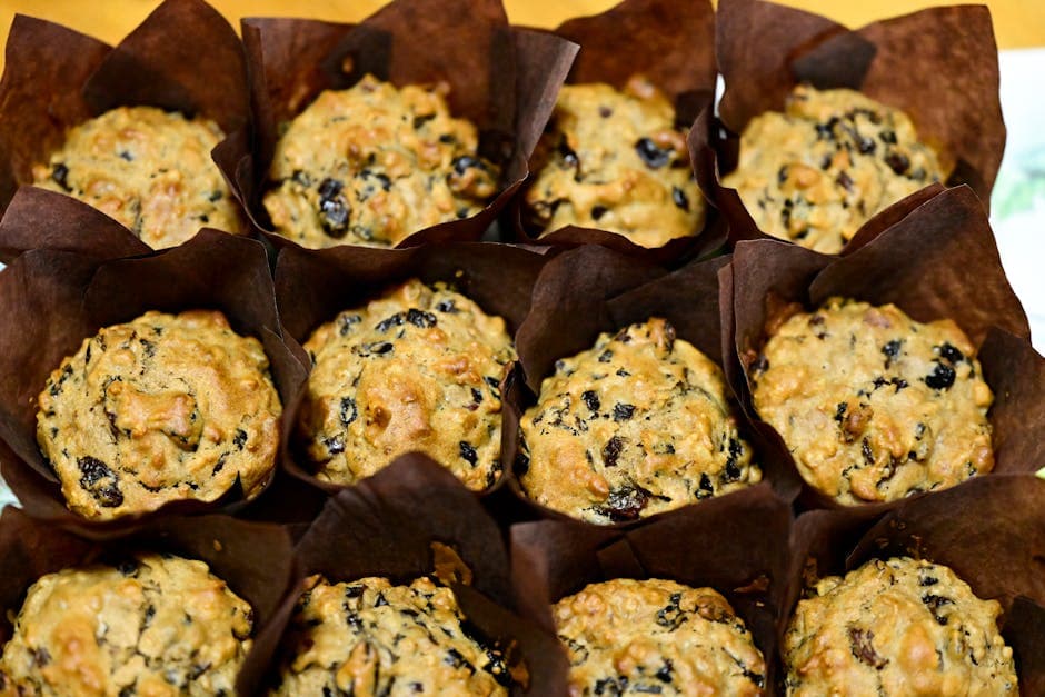 Saftige rabarbra- og valnøttmuffins