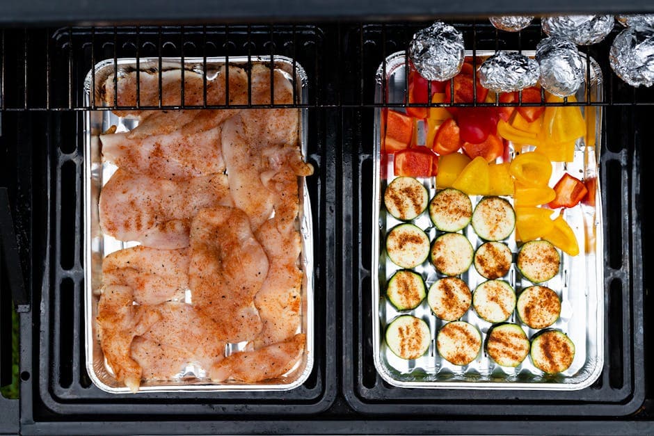 Grillet kylling med gresk tzatziki og grillede grønnsaker