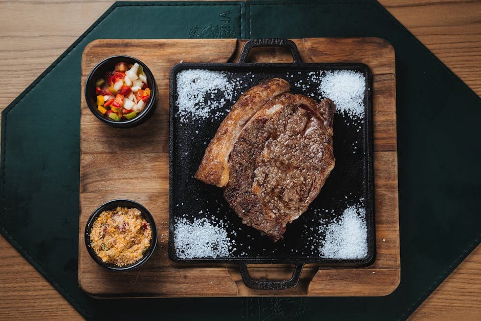 Stekt ribeye med salsa verde og «dirty» ris