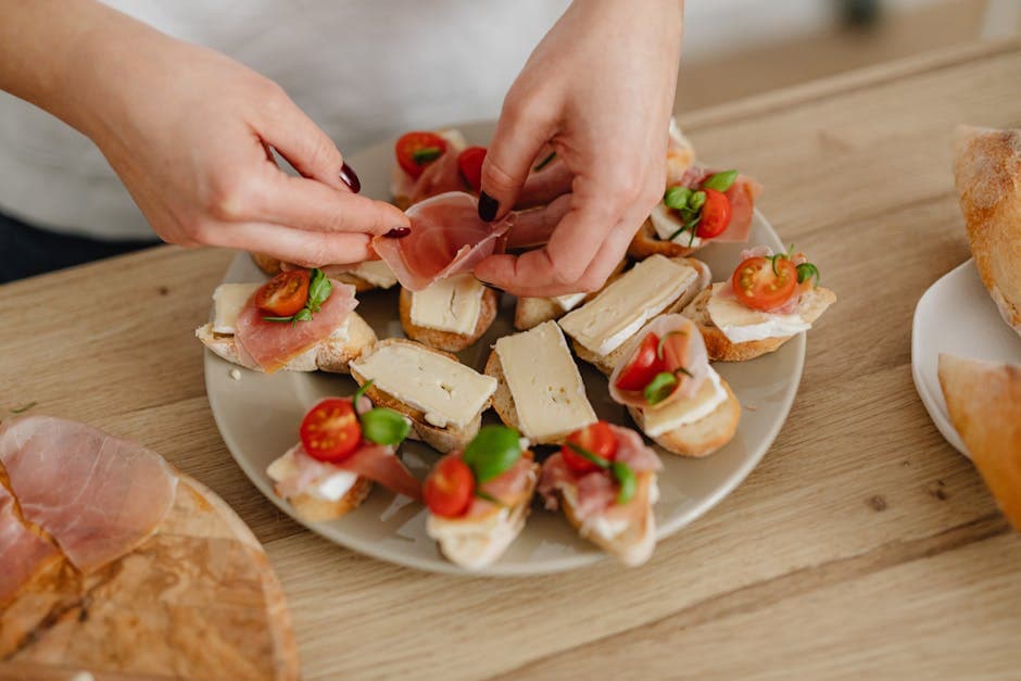 Brie-, tranebær- og prosciuttobiter