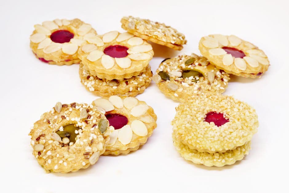 Sesam- og syltetøykaker