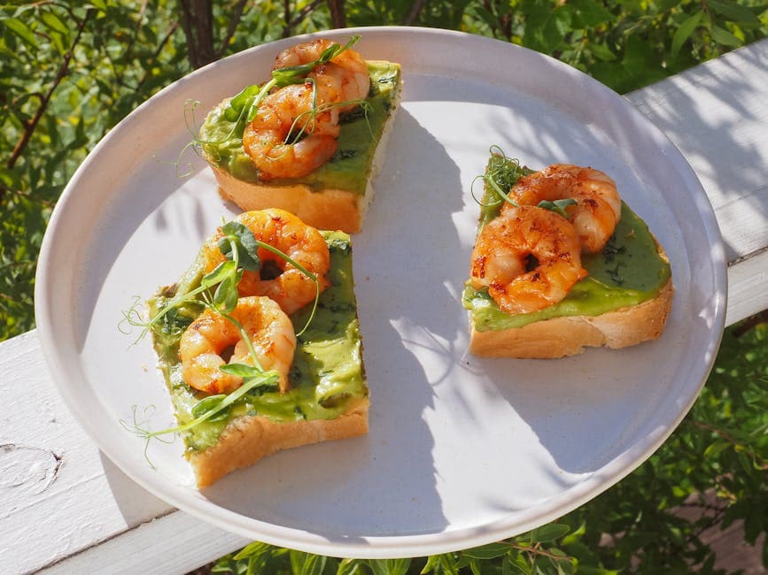 Reker på toast med ingefær og sesam