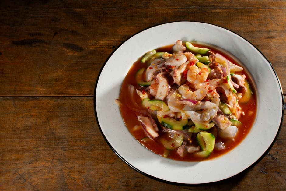 Blekksprutsalat med krydret agurk