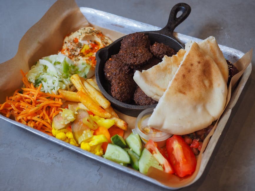 Baconsfalafelbiter med hjemmelaget hummus