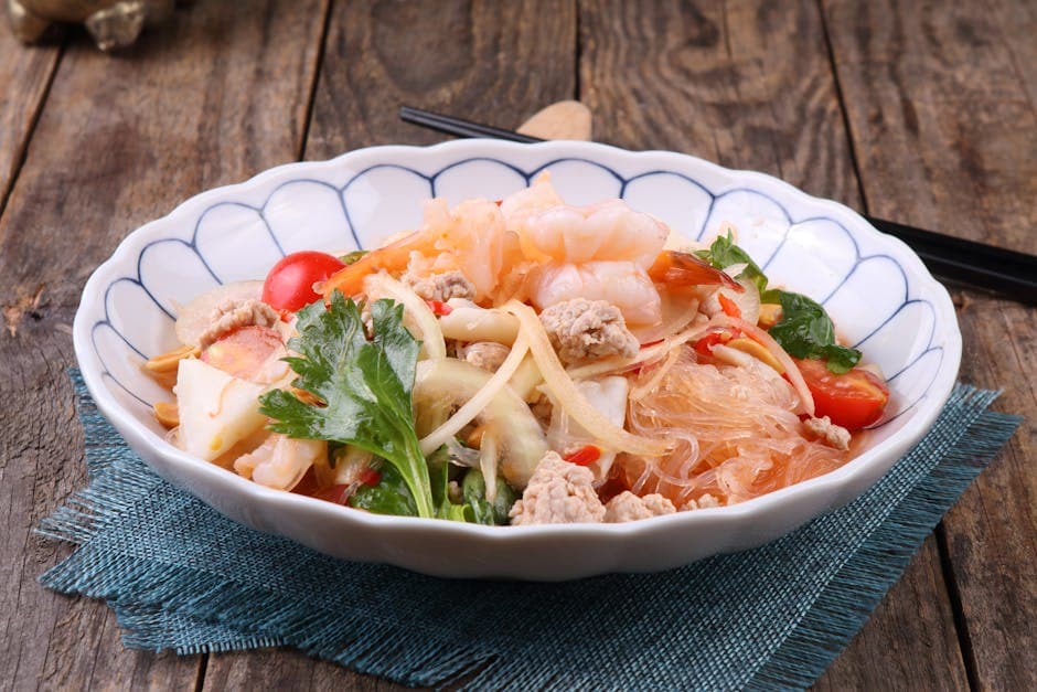 Mungbønnesalat med reker og chili