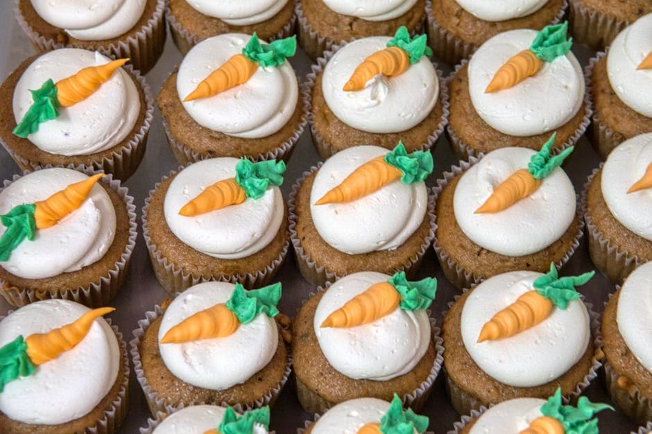 Mini gulrotcupcakes med kremostglasur