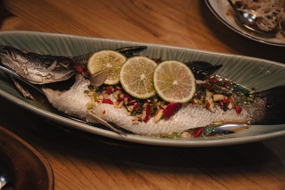 Dampet sjøbass med ingefær og shiitakesopp