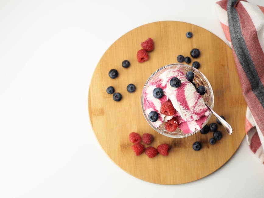 Bacon- og bærfloat med vaniljeis