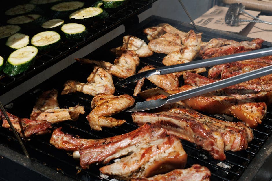 Grillet kylling og ribbe med barbecue-saus