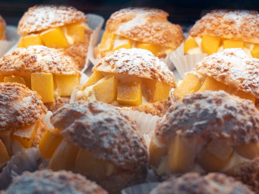 Mangofylte kremboller med krydret mojito-saus