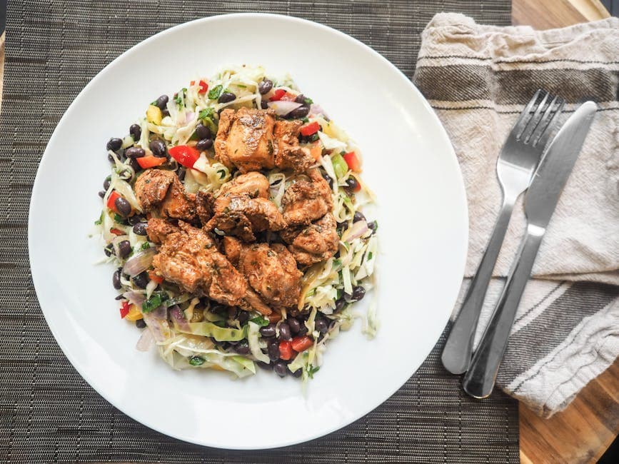 Rostet svinefilet i Calypso-stil med bønnesalat