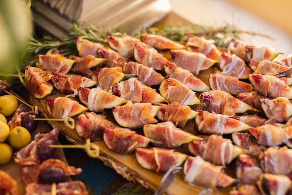 Scampi innbakt i prosciutto med hvitvin og hvitløk