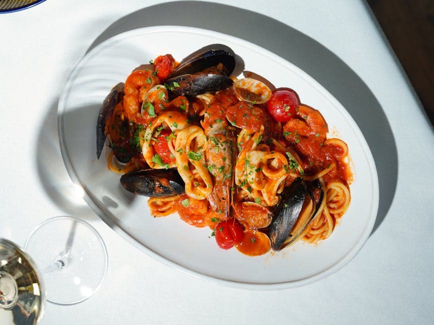 Linguine med rød muslingsaus