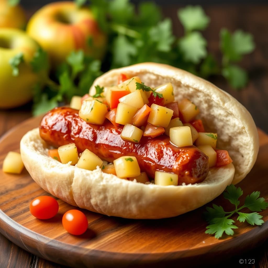 Pølse med eplesalsa