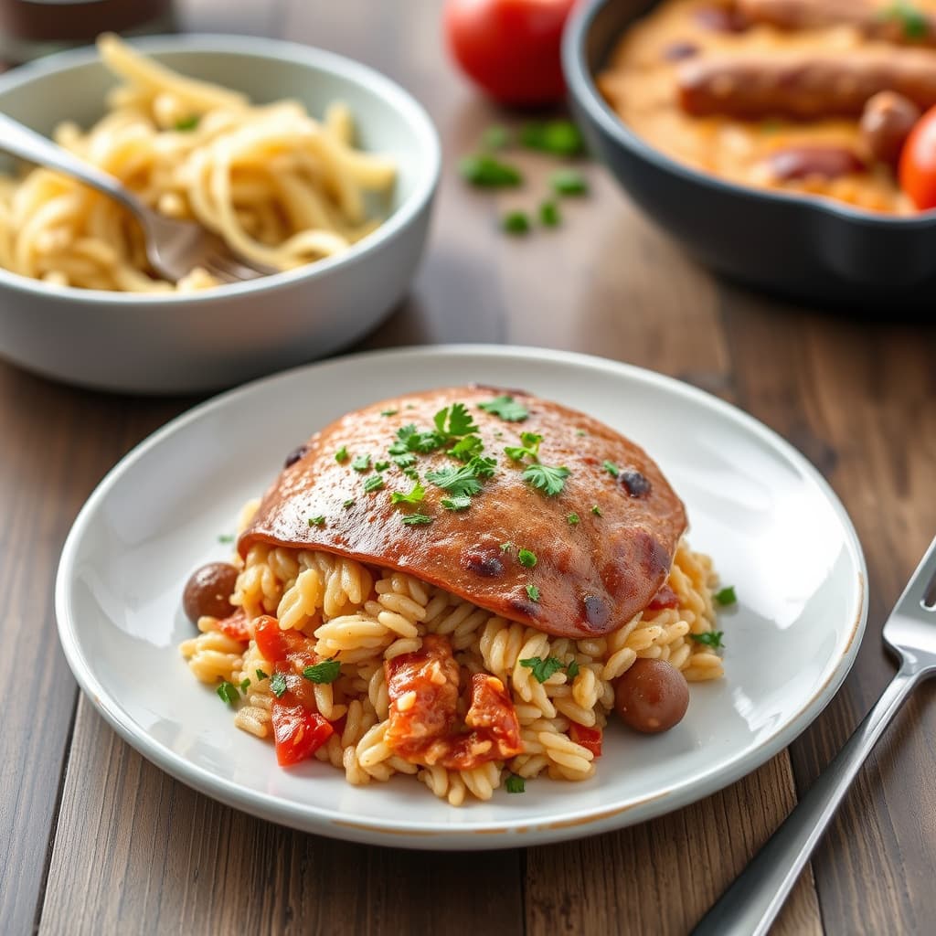 Pølse- og ris-timbale