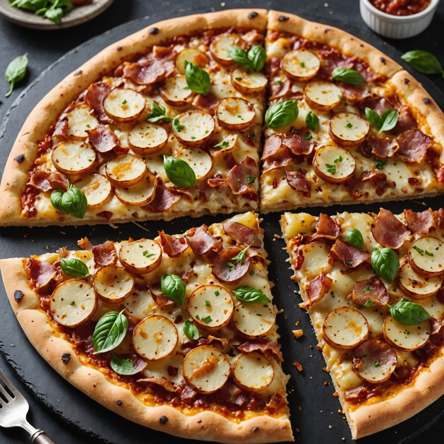 Potet- og baconpizza