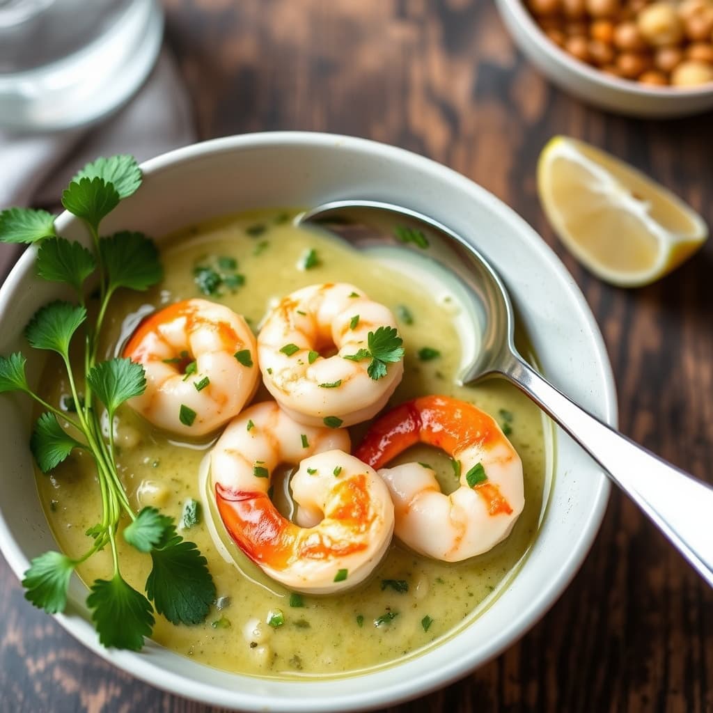 Reker i koriandersaus