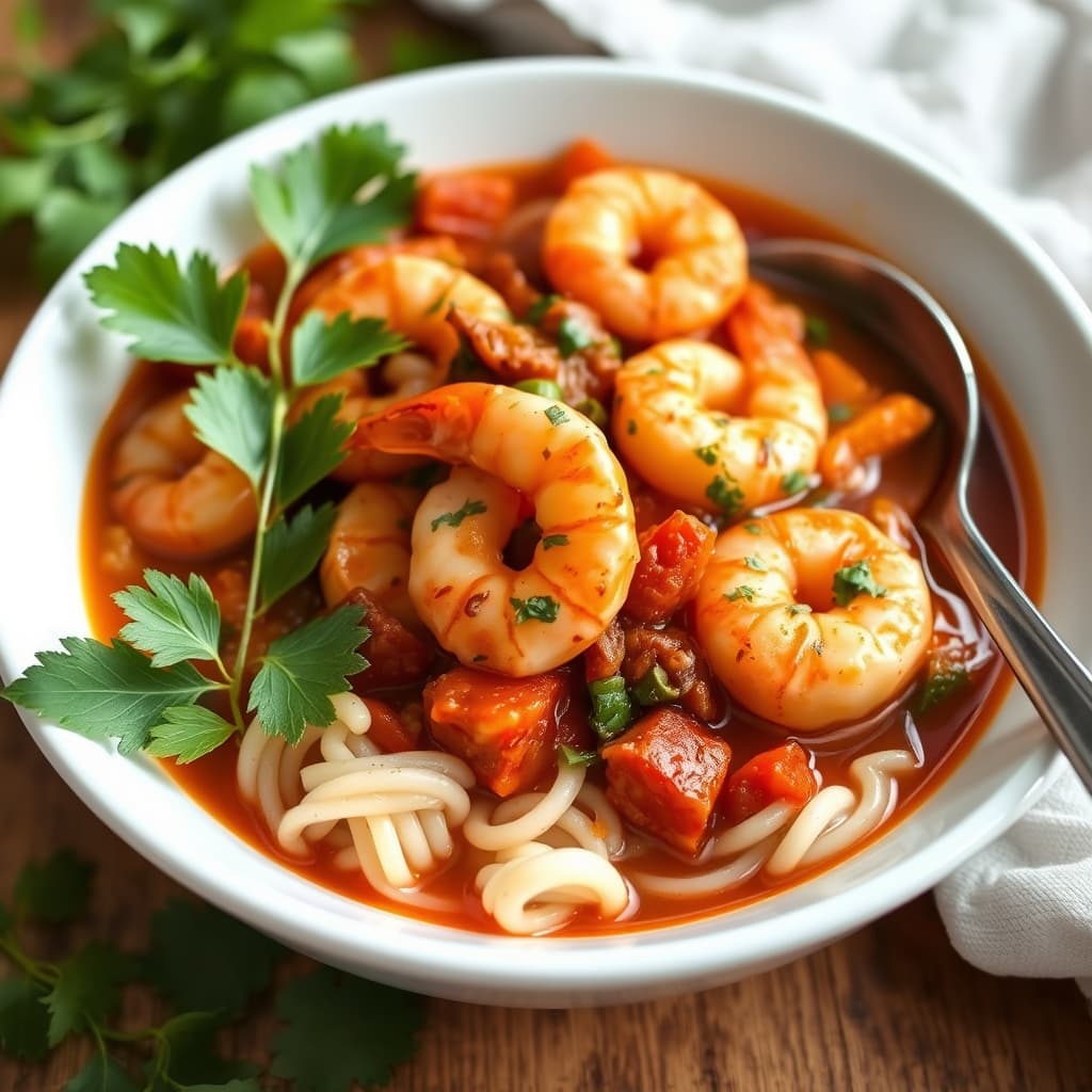 Reker og chorizo-gryte