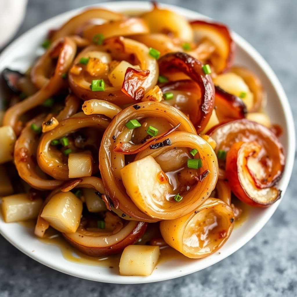 Ristede løk med eddik