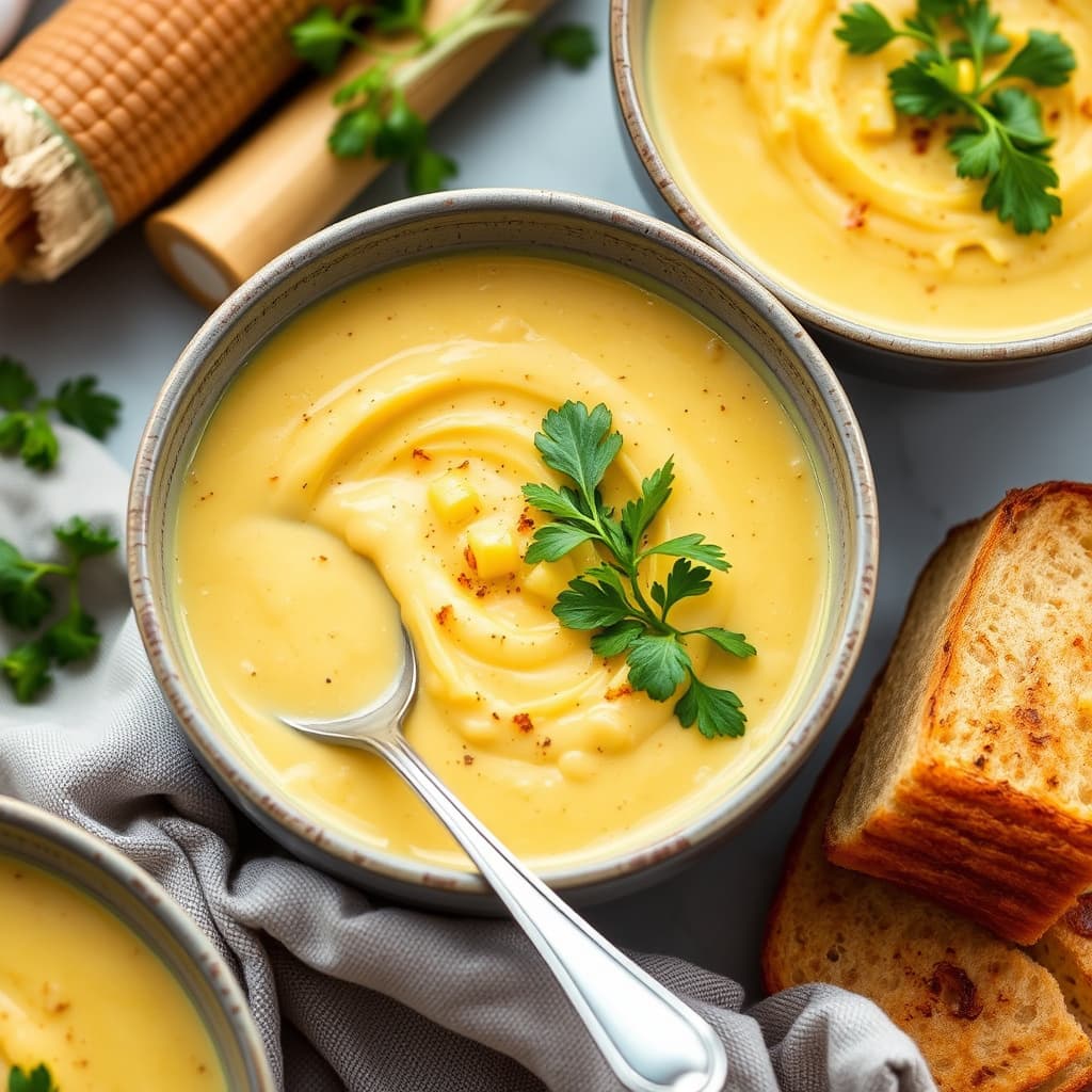 Ristet søt mais-suppe