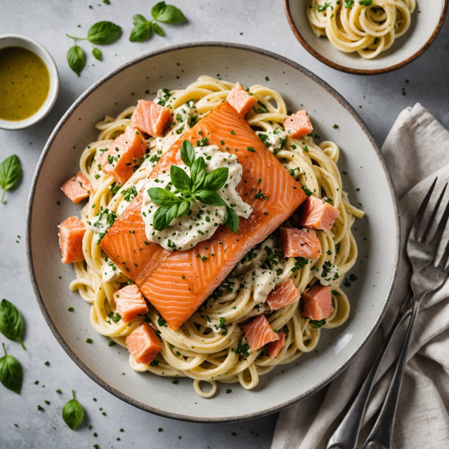 Røkelaks Alfredo-saus