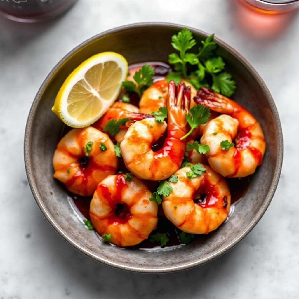 Sangria-glaserte reker