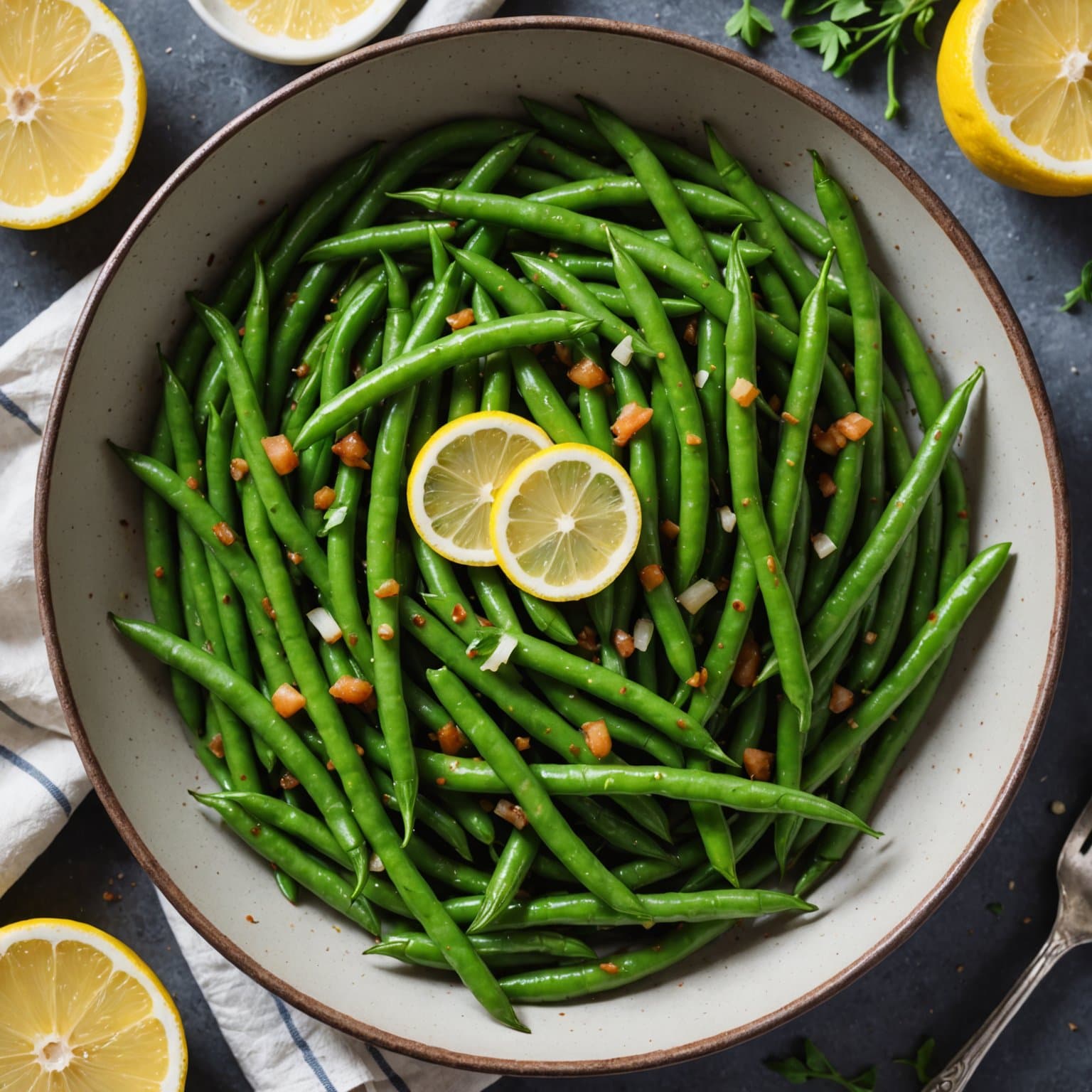 Sitrongrønne bønner