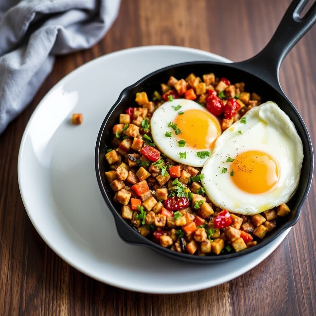 Skillet Hash og Egg
