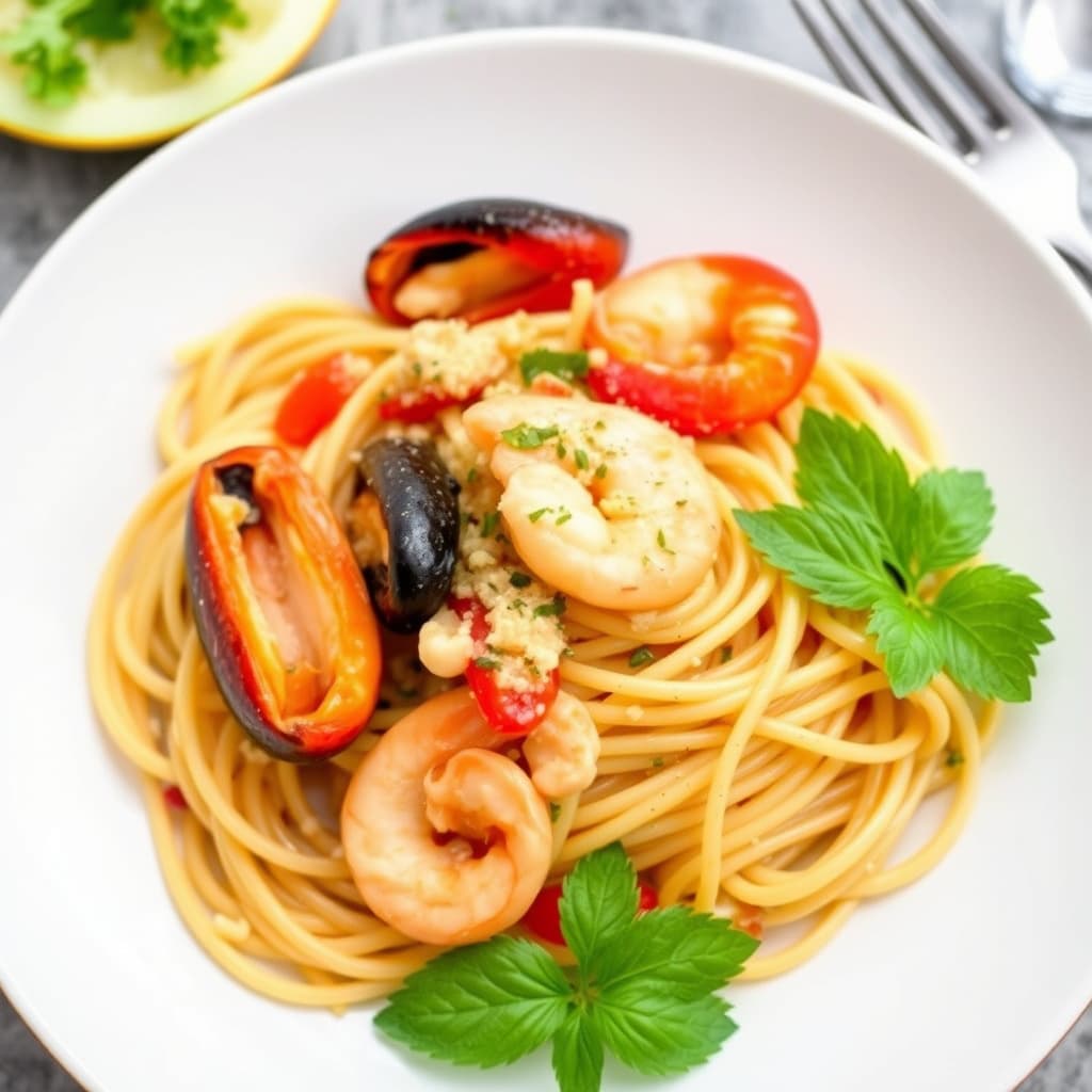 Spaghetti med sjømat