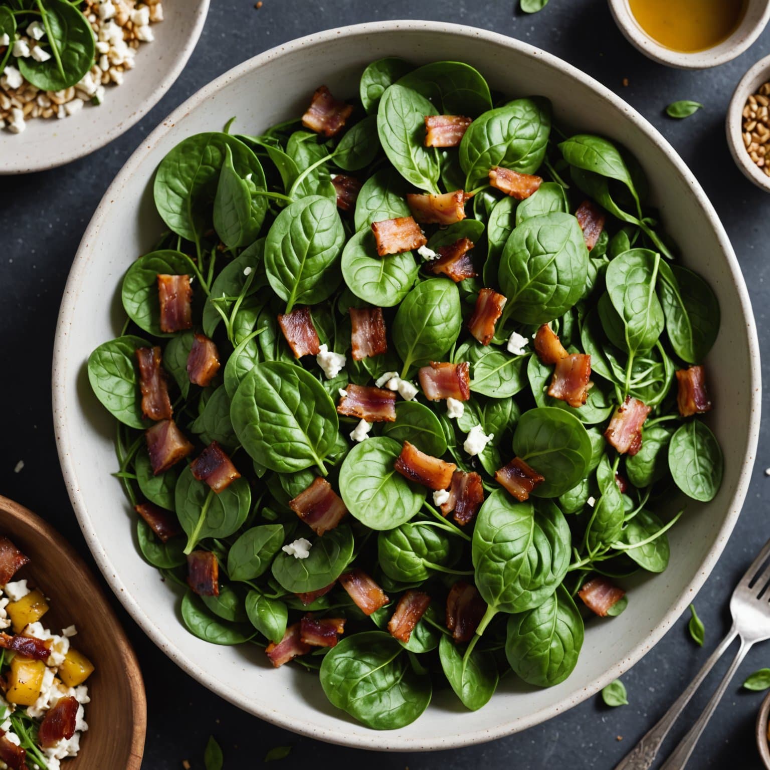 Spinat- og bacon-salat