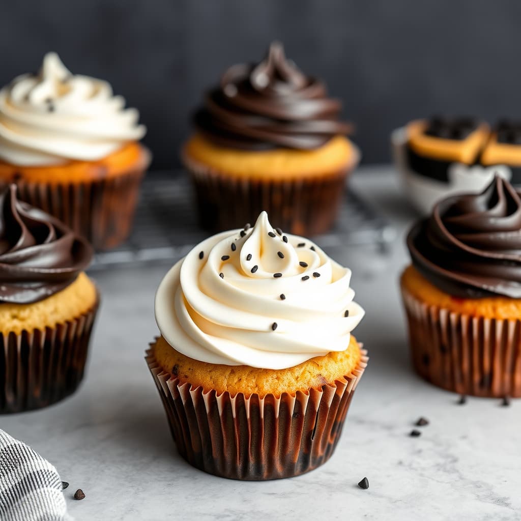 Svart-hvite cupcakes