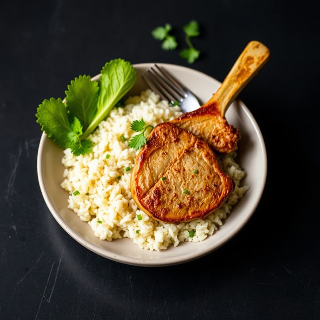 Svinekotletter og ris