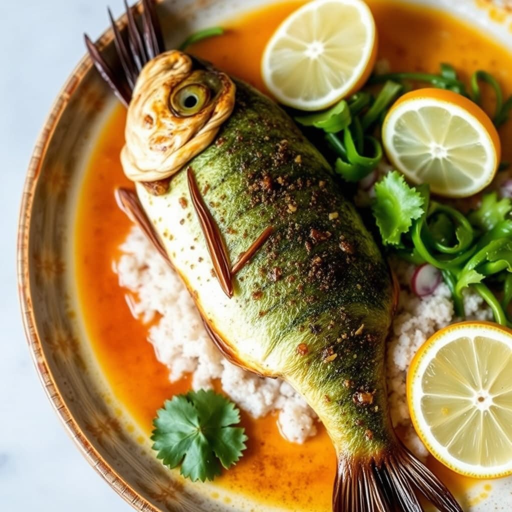 Thai stekt grønn fisk