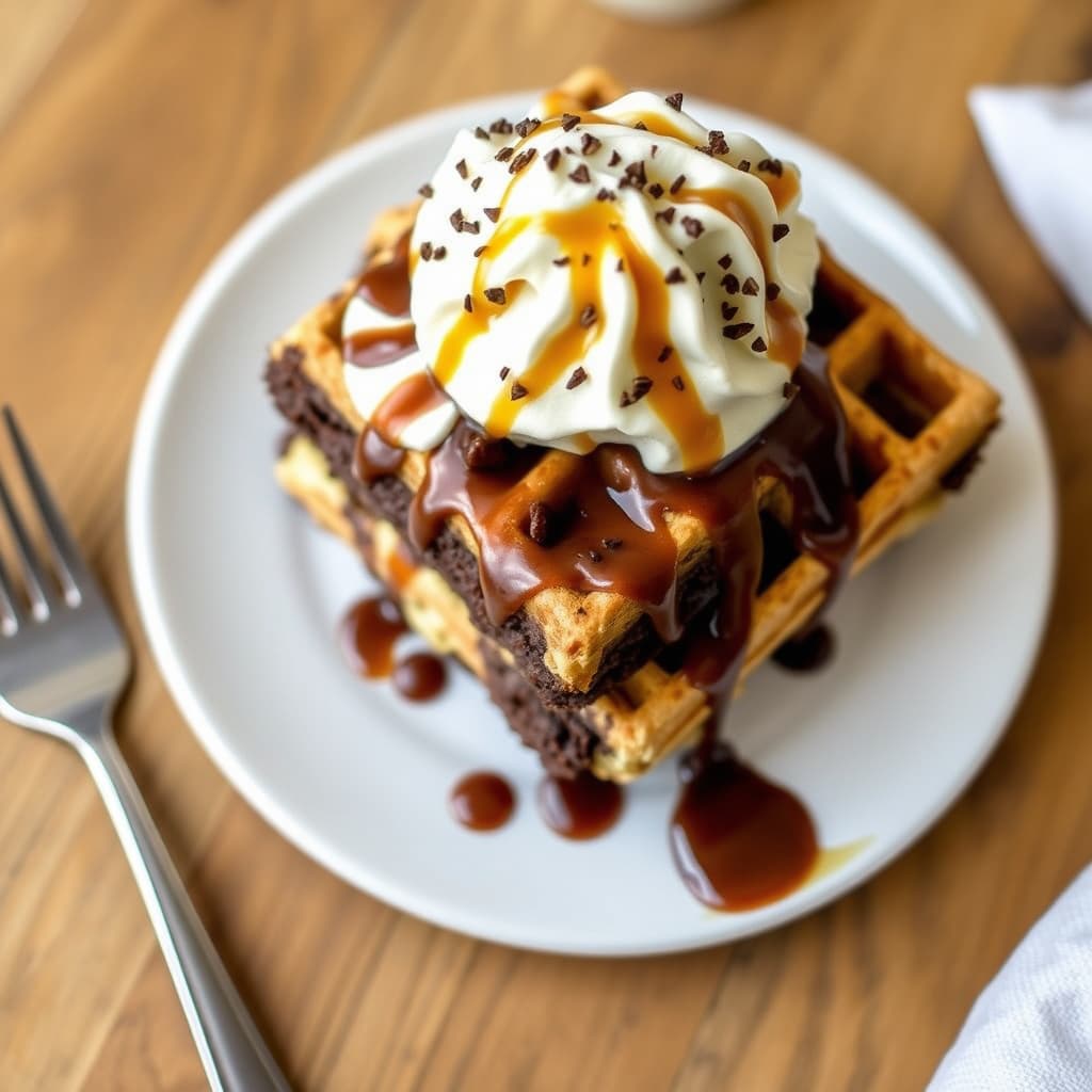 Vaffelbrownie-sundae